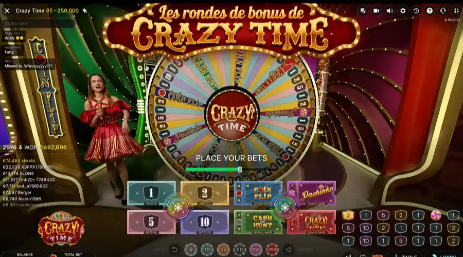 Les rondes de bonus de Crazy Time